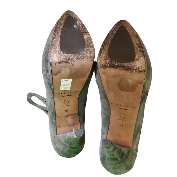 Pura Lopez Strappy Suede Leather Heels Pumps Platform Stiletto Heels Gray Sz 38 - Picture 6 of 7